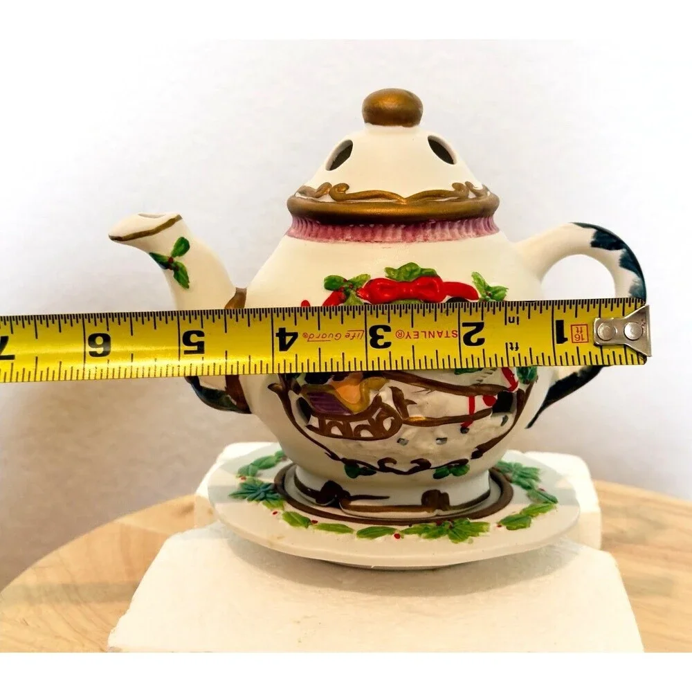 Vintage Teapot Candle Holder Votive Tealight Christmas Porcelain Handpainted